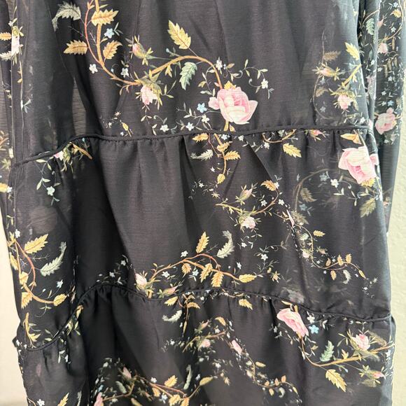 Women's All Saints Black Pullover Floral‎ Botanical Dress with Slip Size 0 NEW - Picture 9 of 11